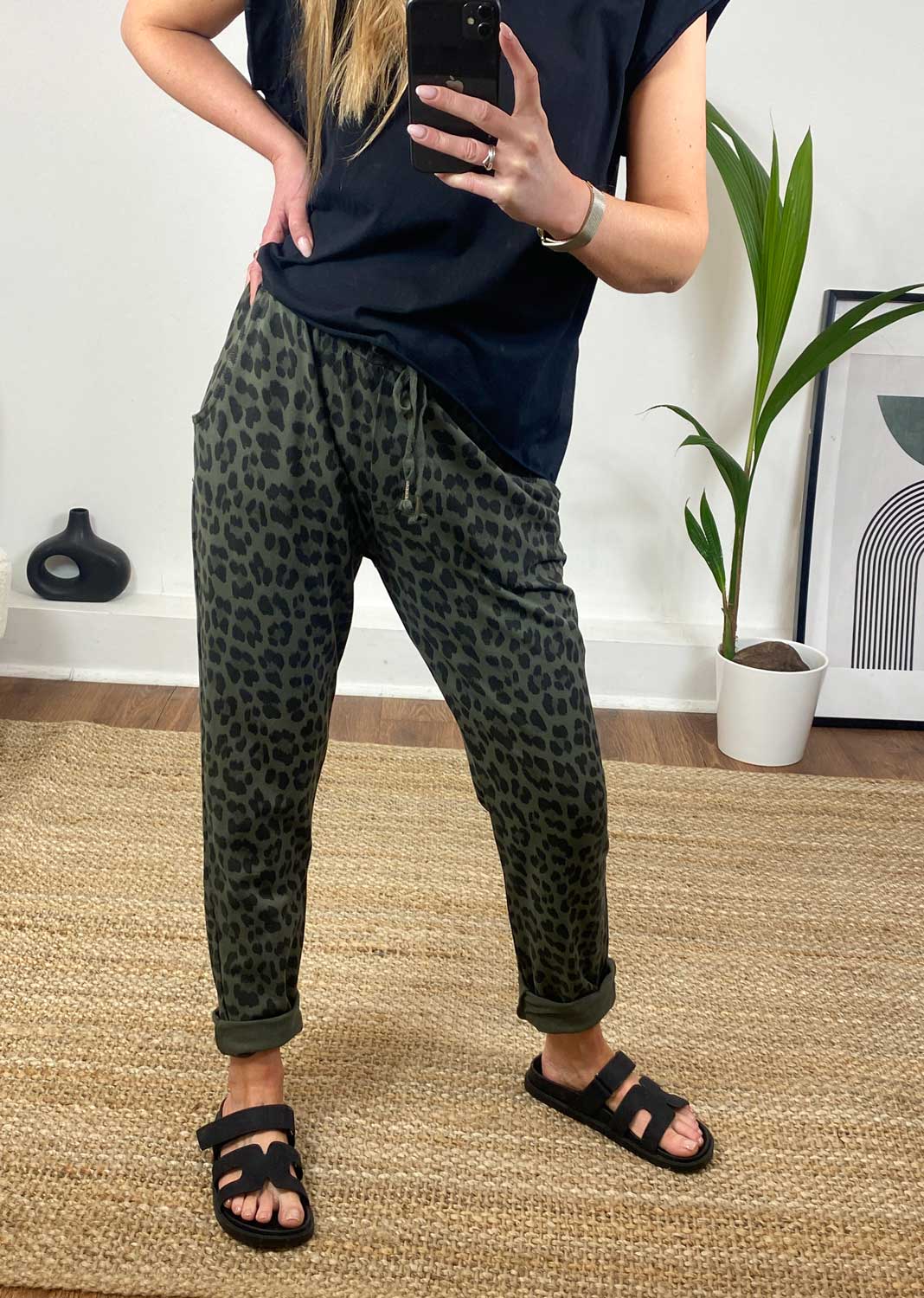 Lola Khaki Leopard Joggers