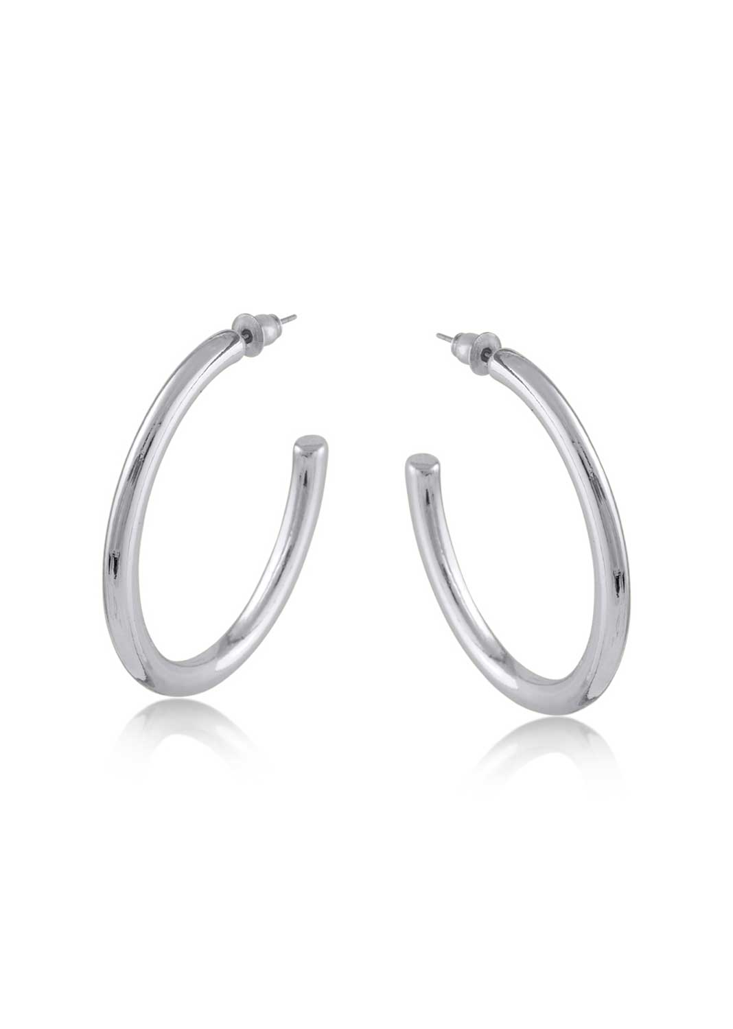 Cassandra Oval Hoop Earrings in Silver