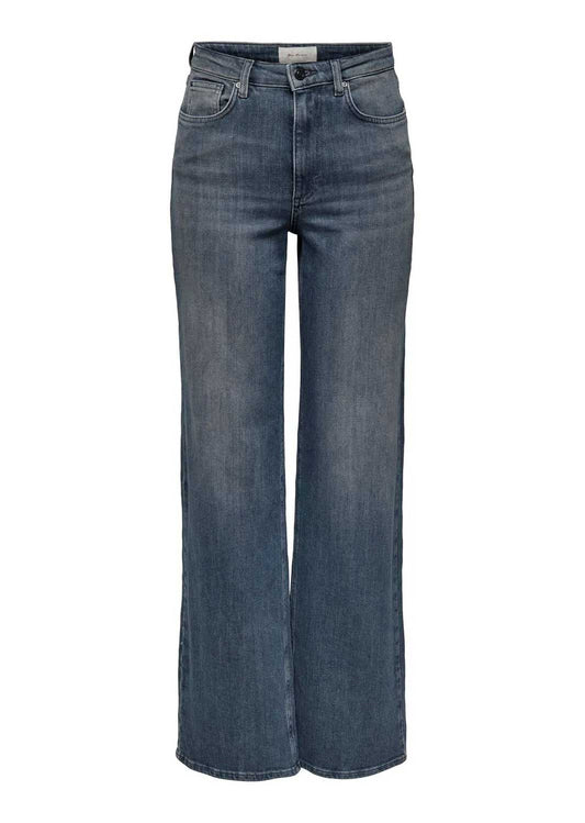 Wide Leg Jeans in Blue Grey