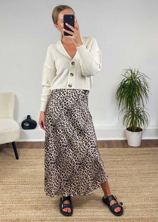 Sansi Leopard Silky Skirt