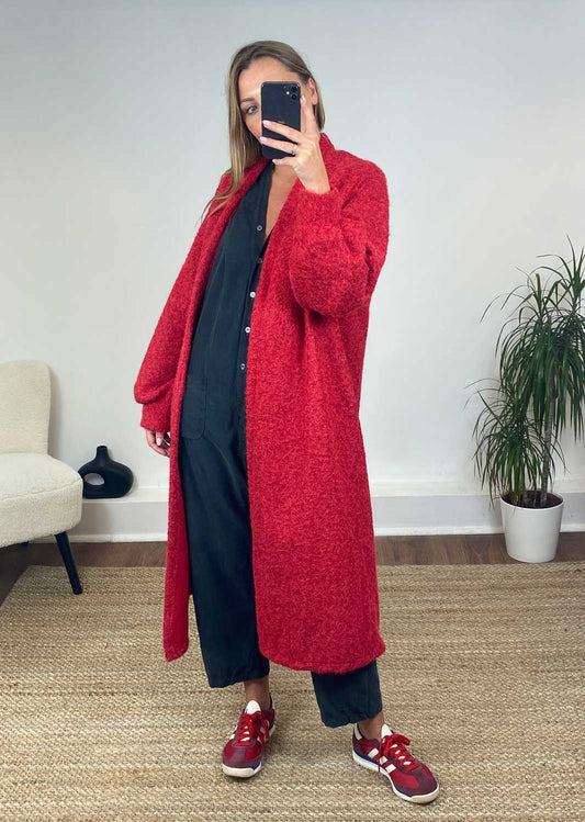 Willow  Long Marl Jacket in Red