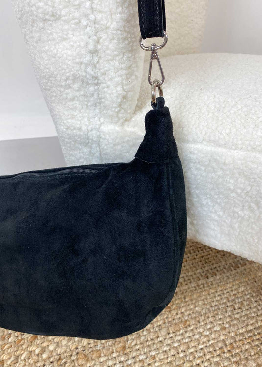 Carson Suede Hobo Bag in Black